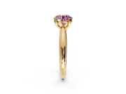 Solitaire Engagement Ring Setting for Fancy Pink Round Cut Center with Reverse Tapered Band and Prong Head in Yellow Gold