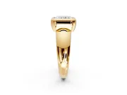 Solitaire Engagement Ring Setting for Radiant Cut Center with Wide Band and Bezel Head in Yellow Gold