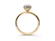 Hidden Halo Engagement Ring Setting for Radiant Cut Center with Thin Round-Wire Band and Prong Head in Yellow Gold