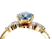 Solitaire Engagement Ring Setting for Fancy Blue Pear-Shaped Center with Marquise Accent Twist Band and Prong Head in Yellow Gold