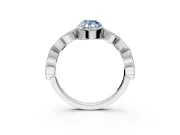 Milgrain Bezel Engagement Ring Setting for Fancy Blue Pear-Shaped Center with Marquise Stations and Bezel Head in Sterling Silver