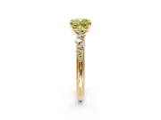Cluster Engagement Ring Setting for Fancy Yellow Cushion Cut Center with Round Cut Accent Band and Prong Head in Yellow Gold