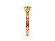 Solitaire Engagement Ring Setting for Fancy Yellow Round Cut Center with XO Engraved Band and Prong Head in Rose Gold