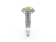Large Accent Halo Engagement Ring Setting for Fancy Yellow Princess Cut Center with Pave Split Shank and Prong Head in Platinum