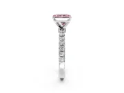 Open Basket Engagement Ring Setting for Fancy Pink Radiant Cut Center with Pave Band and Prong Head in Platinum