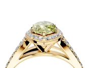 Halo Engagement Ring Setting for Fancy Yellow Marquise Center with Narrow Pave Split Shank and Prong Head in Yellow Gold