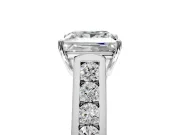 Solitaire Engagement Ring Setting for Princess Cut Center with Cathedral Channel Band and Prong Head in Platinum