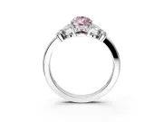 Solitaire Engagement Ring Setting for Fancy Pink Pear-Shaped Center with Marquise Flower Shoulders and Prong Head in Platinum