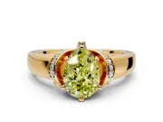 Solitaire Engagement Ring Setting for Fancy Yellow Pear-Shaped Center with Wide Band, Pave Collar and Prong Head in Yellow Gold
