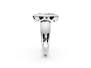 Solitaire Engagement Ring Setting for Marquise Center with Wide Band and Bezel Head in Platinum
