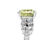 Cluster Engagement Ring Setting for Fancy Yellow Princess Cut Center with 2-Row Shoulder Clusters and Prong Head in Sterling Silver