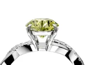 Crossover Engagement Ring Setting for Fancy Yellow Round Cut Center with Pave and Plain Strands and Prong Head in Sterling Silver