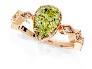 Milgrain Bezel Engagement Ring Setting for Fancy Yellow Pear-Shaped Center with Marquise Stations and Bezel Head in Rose Gold