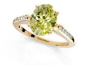 Solitaire Engagement Ring Setting for Fancy Yellow Oval Center with Channel Accents and Prong Head in Yellow Gold