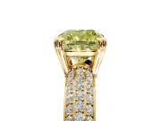 Solitaire Engagement Ring Setting for Fancy Yellow Cushion Cut Center with Multi-Row Pave Accents and Basket Head in Yellow Gold