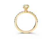 Open Basket Engagement Ring Setting for Fancy Yellow Pear-Shaped Center with Pave Band and Prong Head in Yellow Gold