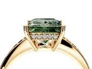 Solitaire Engagement Ring Setting for Fancy Green Princess Cut Center with Channel-Set Accent Band and Prong Head in Yellow Gold