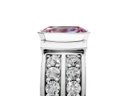 Bezel Engagement Ring Setting for Fancy Pink Emerald Cut Center with Wide Channel-Set Band and Bezel Head in Sterling Silver
