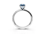 Solitaire Engagement Ring Setting for Fancy Blue Emerald Cut Center with Scrollwork Band and Prong Head in Sterling Silver