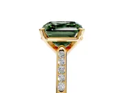 Solitaire Engagement Ring Setting for Fancy Green Asscher Cut Center with Channel Accents and Prong Head in Yellow Gold