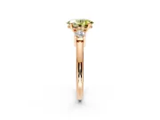 3 Stone Engagement Ring Setting for Fancy Yellow Oval Center with Wide Plain Band and Prong Head in Rose Gold