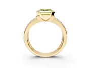 Bezel Engagement Ring Setting for Fancy Yellow Asscher Cut Center with Wide Channel-Set Band and Bezel Head in Yellow Gold