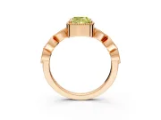 Vintage Station Engagement Ring Setting for Fancy Yellow Cushion Cut Center with Accents and Prong Head in Rose Gold