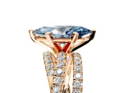 Solitaire Engagement Ring Setting for Fancy Blue Marquise Center with Woven 3-Strand Pave Band and Prong Head in Rose Gold