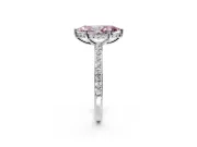 Solitaire Engagement Ring Setting for Fancy Pink Marquise Center with Fine Pave Band and Prong Head in Platinum