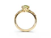 Solitaire Engagement Ring Setting for Fancy Yellow Marquise Center with Trailing Leaf Accent Band and Prong Head in Yellow Gold