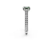 Solitaire Engagement Ring Setting for Fancy Green Asscher Cut Center with Engraved Pave Band and Prong Head in Platinum