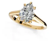 Solitaire Engagement Ring Setting for Pear-Shaped Center with Cathedral Band and Prong Head in Yellow Gold