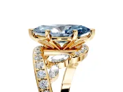 Solitaire Engagement Ring Setting for Fancy Blue Marquise Center with Pave Bypass Twist Band and Prong Head in Yellow Gold