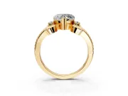 Solitaire Engagement Ring Setting for Heart-Shaped Center with Twisted Band and Scroll Prong Head in Yellow Gold