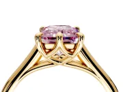 Solitaire Engagement Ring Setting for Fancy Pink Radiant Cut Center with Cathedral Band and Prong Head in Yellow Gold