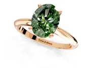 Solitaire Engagement Ring Setting for Fancy Green Oval Center with Knife Ridge Band and Claw Prong Head in Rose Gold