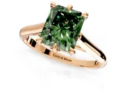 Solitaire Engagement Ring Setting for Fancy Green Radiant Cut Center with Cathedral Band and Prong Head in Rose Gold