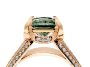 Solitaire Engagement Ring Setting for Fancy Green Radiant Cut Center with Accented Split Shank and Prong Head in Rose Gold