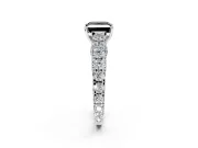 Solitaire Engagement Ring Setting for Fancy Black Princess Cut Center with Pave Cathedral Shoulders and Prong Head in Sterling Silver