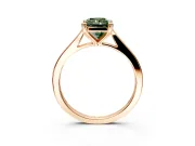 Solitaire Engagement Ring Setting for Fancy Green Radiant Cut Center with Tapered Shoulders and Prong Head in Rose Gold