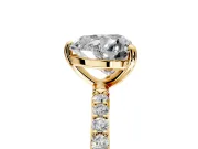 Solitaire Engagement Ring Setting for Heart-Shaped Center with Pave Accents and Prong Head in Yellow Gold