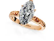 Solitaire Engagement Ring Setting for Marquise Center with XO Engraved Band and Prong Head in Rose Gold