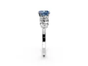 Cluster Engagement Ring Setting for Fancy Blue Cushion Cut Center with 2-Row Shoulder Clusters and Prong Head in Platinum