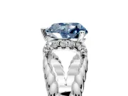 Halo Engagement Ring Setting for Fancy Blue Heart-Shaped Center with Rope Twist Split Shank and Prong Head in Platinum