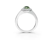 Halo Engagement Ring Setting for Fancy Green Marquise Center with Plain Tapered Band and Prong Head in White Gold