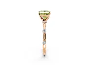 Solitaire Engagement Ring Setting for Fancy Yellow Princess Cut Center with Bezel Station Band and Prong Head in Rose Gold