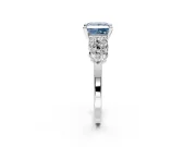 Cluster Engagement Ring Setting for Fancy Blue Princess Cut Center with 2-Row Shoulder Clusters and Prong Head in Platinum
