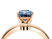 Solitaire Engagement Ring Setting for Fancy Blue Emerald Cut Center with Plain Band and Tulip Prong Head in Rose Gold