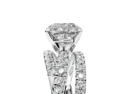 Solitaire Engagement Ring Setting for Cushion Cut Center with Woven 3-Strand Pave Band and Prong Head in White Gold
