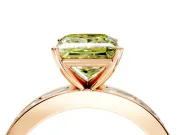 Solitaire Engagement Ring Setting for Fancy Yellow Princess Cut Center with Channel Baguette Band and Prong Head in Rose Gold